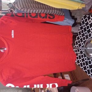 Boys Adidas Red Long Sleeve Shirt